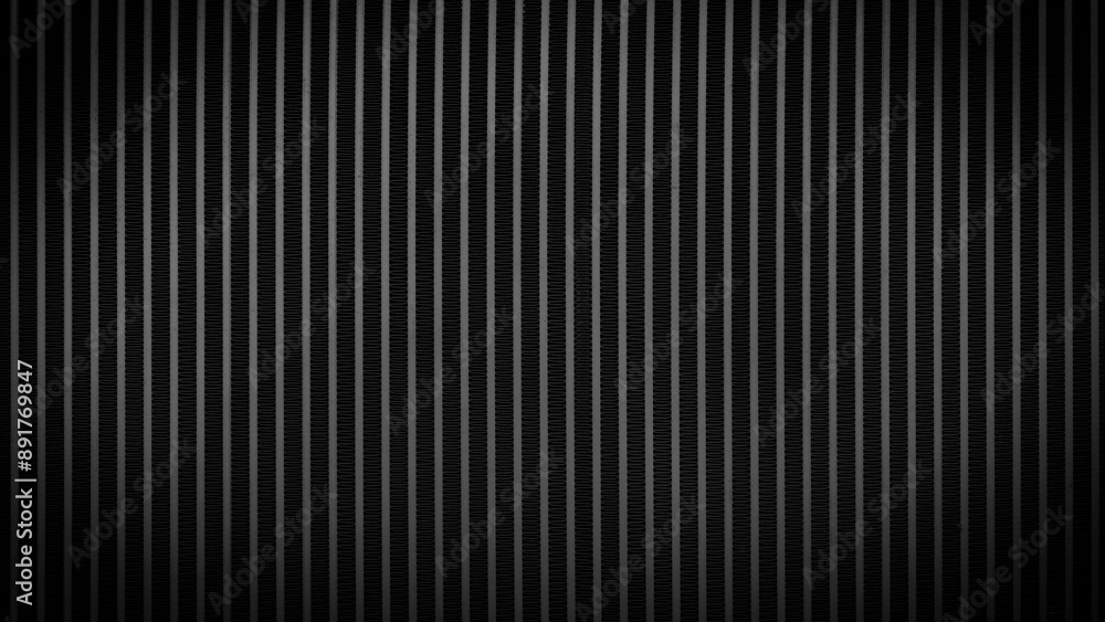 Poster a black and white striped background with a black and white image in the middle. the image is blurry