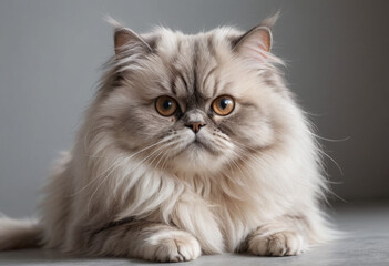 Fototapeta premium A fluffy Persian cat with a flattened face. 