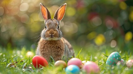 Vibrant Tradition: Easter Bunny and Colorful Eggs
