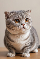 Obraz premium A curious Scottish Fold cat with folded ears. 