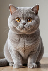 Obraz premium A cuddly British Shorthair cat with a round face. 