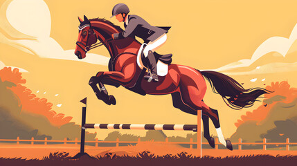A horse and rider gracefully leap over an obstacle showcasing their agility and teamwork
