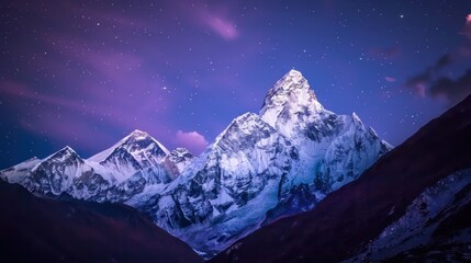 Long shutter time night view of sky at Munsiyari, Kumaon region, Uttarakhand, India