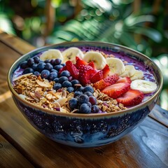 Acai Smoothie Bowl with Fresh Fruits and Granola