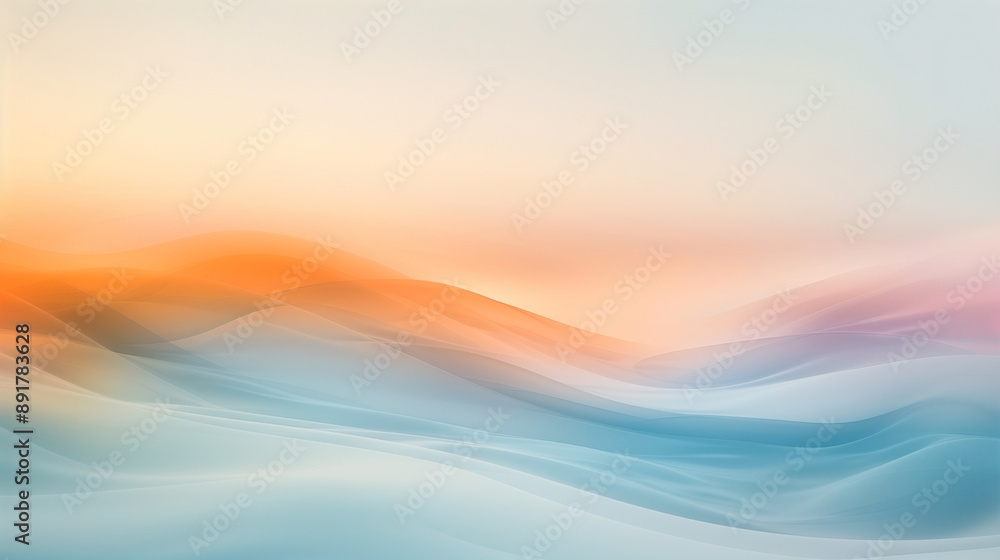 Poster an abstract fluid wallpaper featuring soft, blurred gradient transitions, creating a calm and sophis