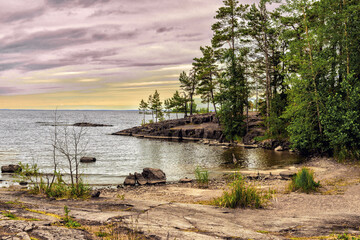 View of Lake Ladoga from the island of the Valaam archipelago