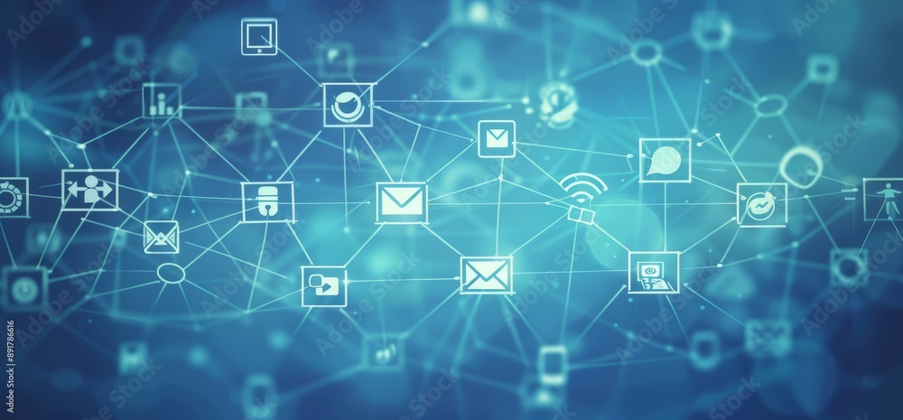 Poster digital networking and communication concept