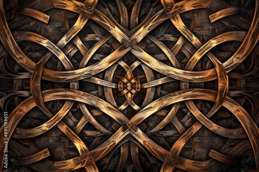 Poster golden abstract pattern with twisted design