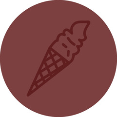 Icecream Cone Vector Line Maroon Circle Maroon