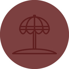 Beach Umberella Vector Line Maroon Circle Maroon