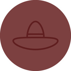 Sun Hat Vector Line Maroon Circle Maroon