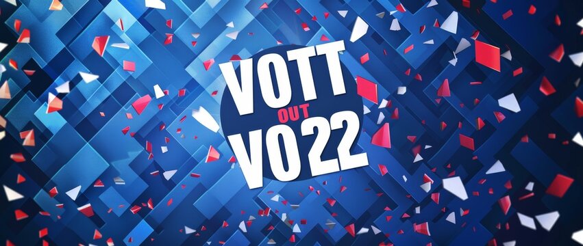 Energetic Digital Mosaic with the Word 'VOTT' and 'VO22'