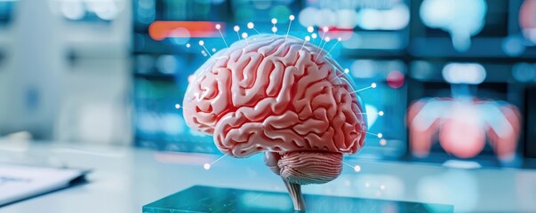 Brain with biotechnology implants, Alzheimer, future-focused innovation