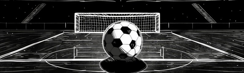 Soccer Goal on Field at Night