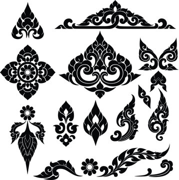 Thai Patterns Art Motif for Silhouette Decoration