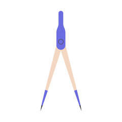Compasses tool for drawing. School supplies. Vector illustration.