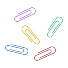 Colored paper clips. Vector illustration.