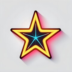 Obraz premium Neon Star Icon: A vibrant, neon-lit star icon with a futuristic design. Perfect for graphic design, web design, and branding. 