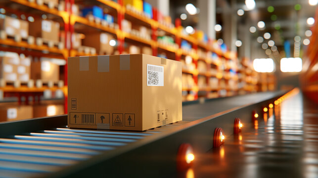 Modern Warehouse Package Shipping Conveyor Belt Technology Logistics Distribution Center