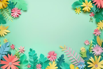 Obraz premium Vibrant Floral Background with Paper Cut Flowers - Perfect for Spring and Summer Designs