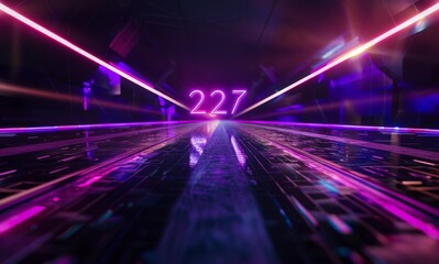 Neon Digital Highway with 227 in the Background