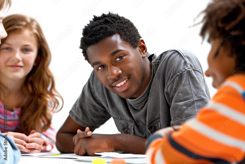 Poster simple minimal illustrate style of one-on-one instruction: a small group of students receiving one-o