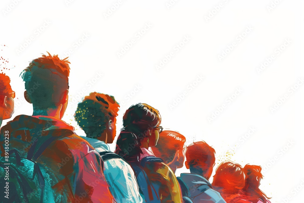 Aufkleber simple minimal illustrate style of orientation session: college students attending an orientation se