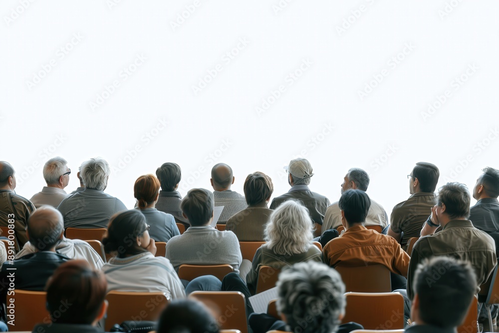 Aufkleber simple minimal illustrate style of history lecture at community center: adults attending a history l