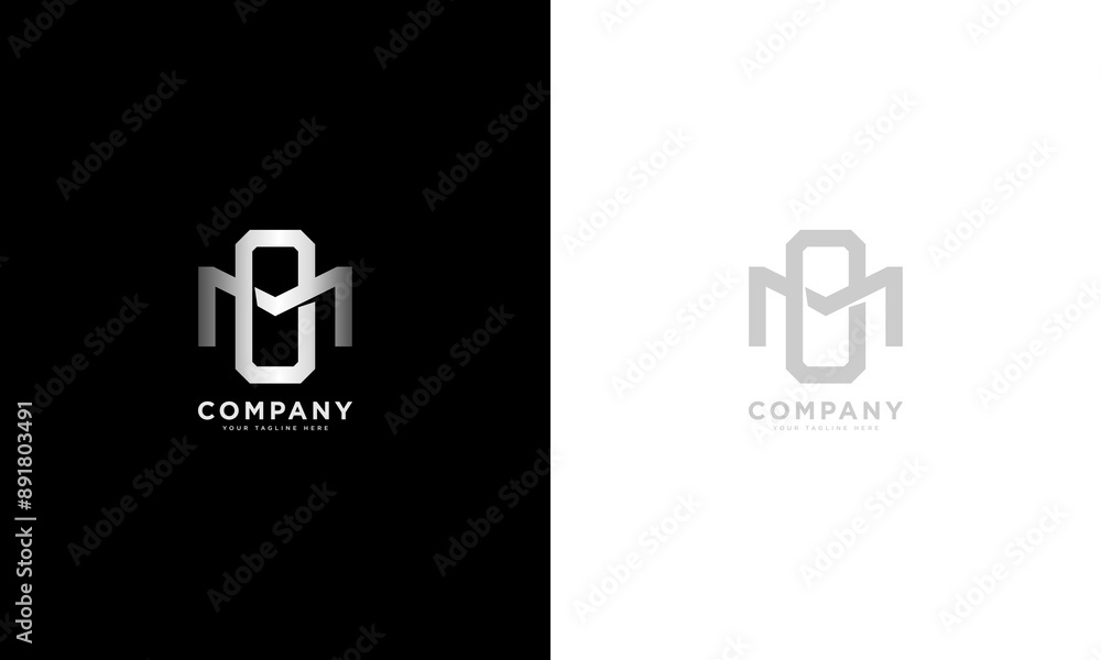 Aufkleber mo or om initial letters overlapping interlock monogram logo line art style