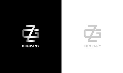 ZG or GZ initial letters overlapping interlock monogram logo line art style