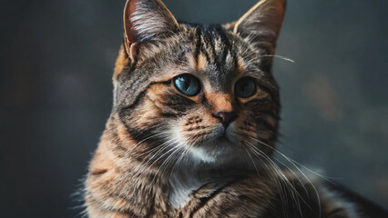 Fototapeta premium Portrait of a beautiful cat, 16:9, 300 dpi with space for text
