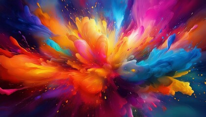 Colorful paint splashes explosion.