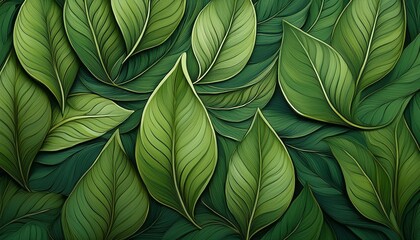 Fototapeta premium Green leaf pattern on the surface