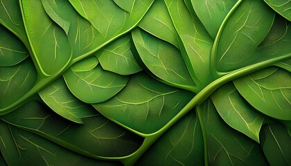 Green leaf pattern on the surface