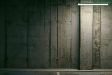 Empty underground garagewith dim light