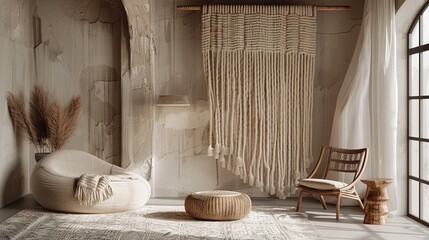 Cozy Minimalist Interior with Macrame Decor