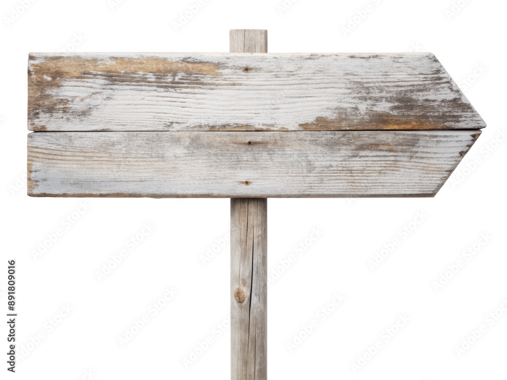 Poster a rustic weathered wooden arrow sign with a distressed finish. perfect for vintage-themed decor, add