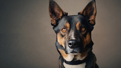 Portrait of a beautiful dog, 16:9, 300 dpi with space for text