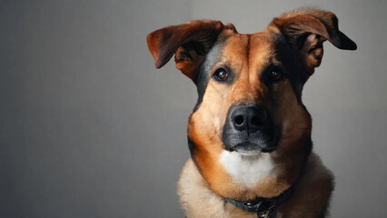 Portrait of a beautiful dog, 16:9, 300 dpi with space for text