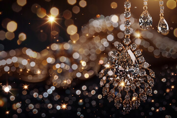 An elegant and luxurious sales announcement for a jewelry sale. Showcase sparkling diamonds, gold