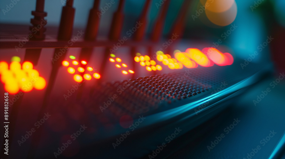 Aufkleber detailed view of a wi-fi routerâs interface, showing the intricate design and led status lights, r