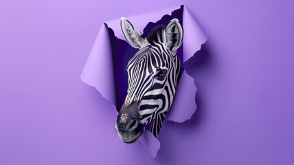 Striped African wildlife animal zebra's head portrait in the wild nature