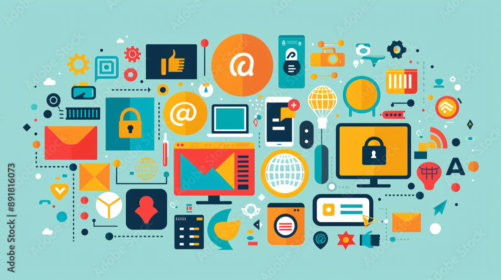 Poster digital marketing business technology banner web with copy space. website adertisement email social 