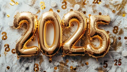 Golden Balloons Celebrate 2025