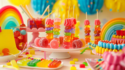 Fototapeta premium Colorful Gummy Candy Kabobs for Parties and Celebrations
