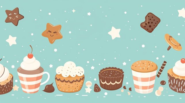 Top view banner of baking and cooking essentials flat lay arrangement for culinary enthusiasts