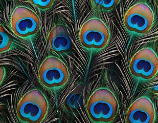 Obraz premium Close Up of Peacock Feathers With Eye Spots, beautiful background