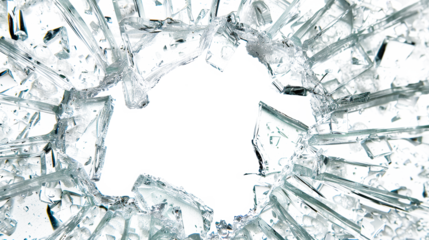 Hole in broken glass, cut out