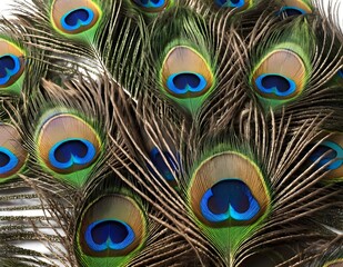 Obraz premium Close Up of Peacock Feathers With Eye Spots, beautiful background
