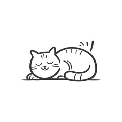 Obraz premium lazy cat animal tired minimalist line art icon logo symbol
